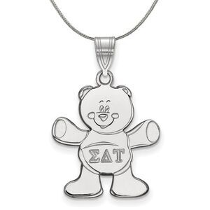 Sterling Silver Sigma Delta Tau Medium Pendant Necklace - 24 Inch